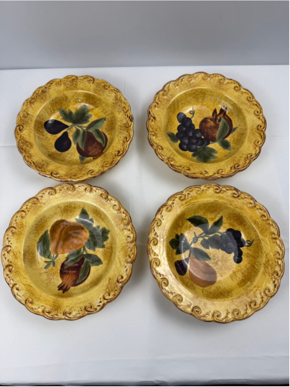 Certified International Raymond Waites Pompeii rimmed soup and pasta bowl set 4